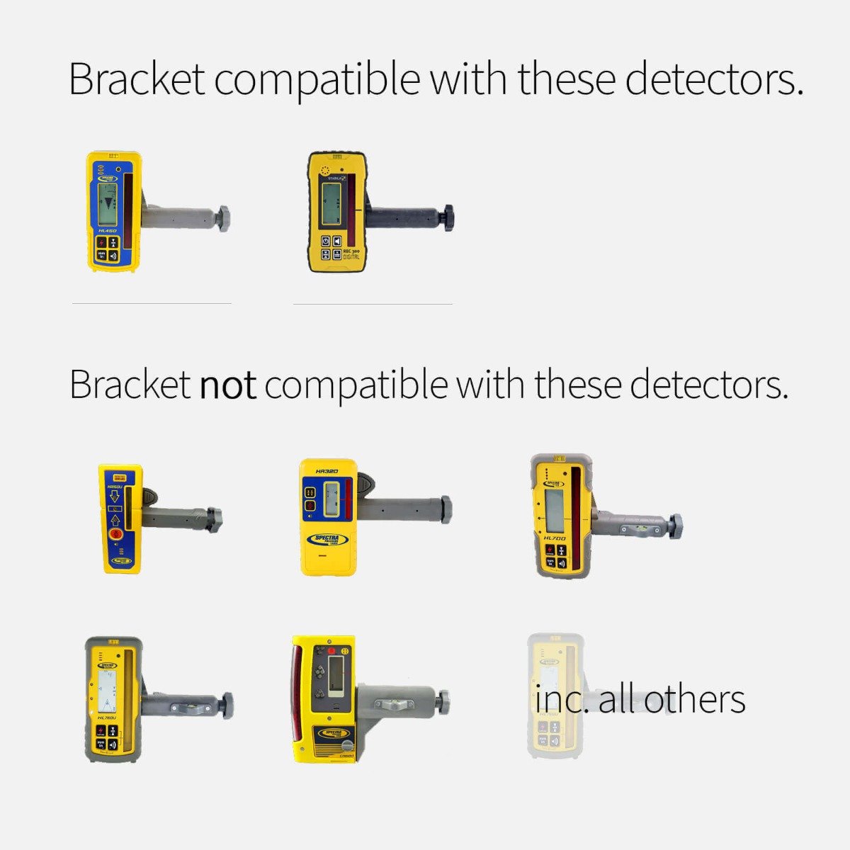 Spectra HL450 & Stabila REC300 Rod/Staff Clamp Bracket (SKU: SMB485) - Outlet