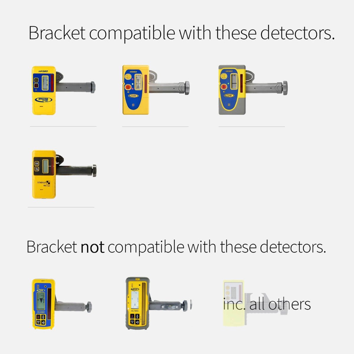 Spectra HR250, HR320, HR350 & Stabila REC150 Rod/Staff Clamp Bracket (SKU: SMB589) - Outlet